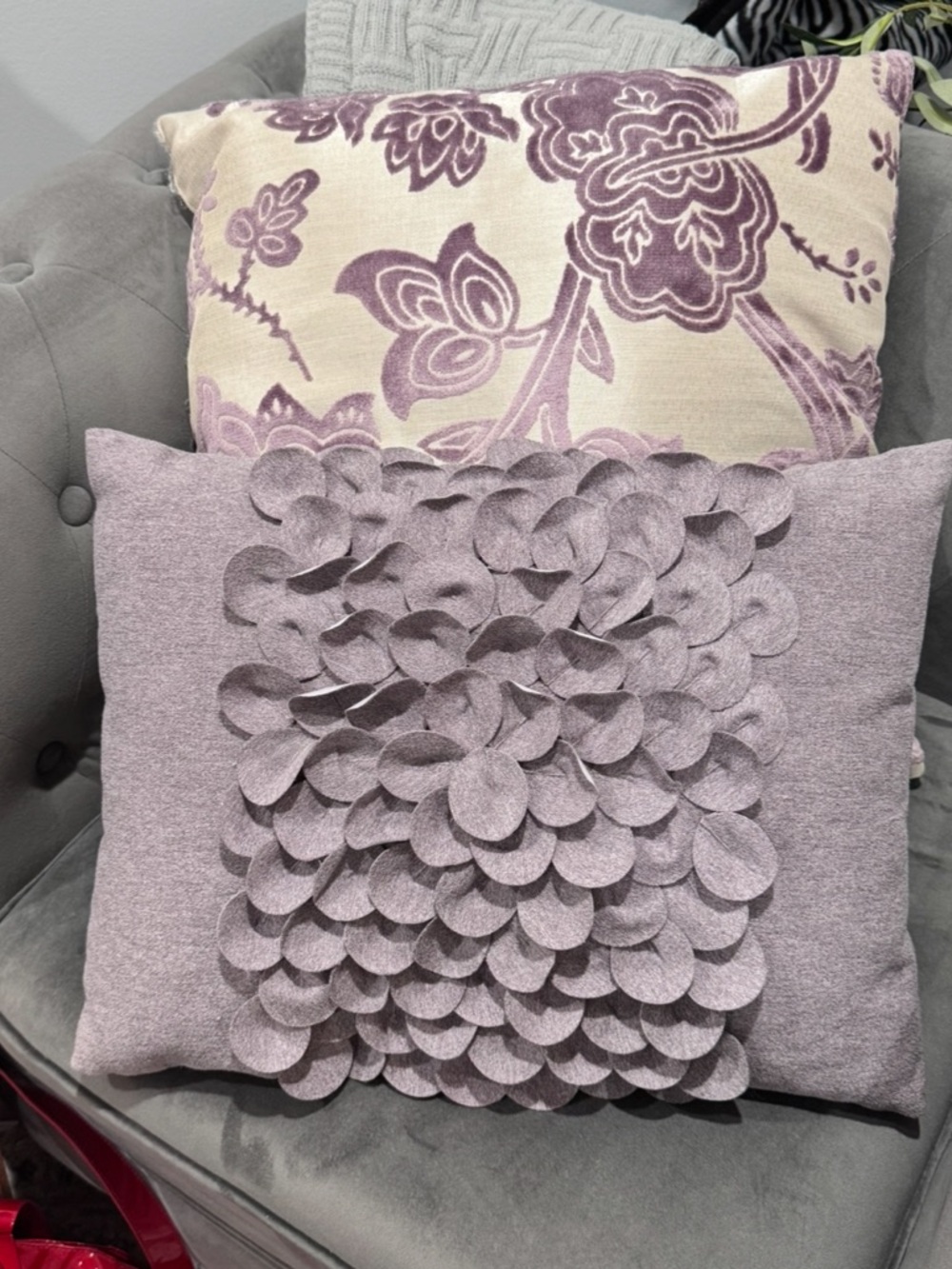 Decorative Lavender Floral & Petal Accent Pillow